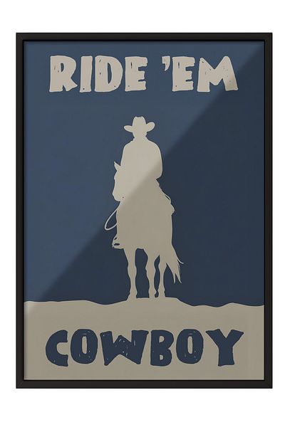 Postifull Tablou cu cadru negru, Ride Em' Cowboy, Tablou de perete pentru bucătărie din seria Comfort, NR: 108933