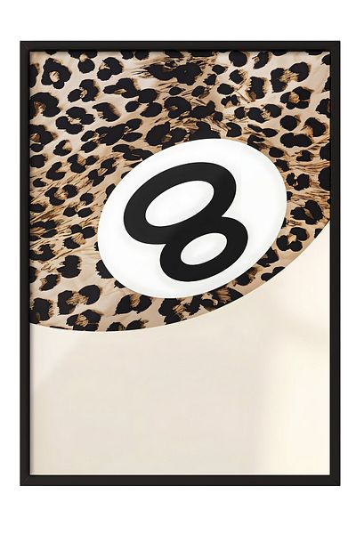 Postifull Pictură cu cadru negru, 8_Ball Leopard, Pictură de perete pentru bucătărie din seria Comfort, NR:108952
