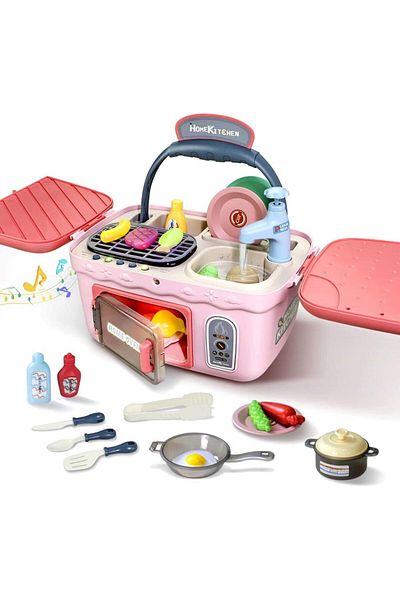 COOYA Kitchen Sink Toys, with Music and Light, Color-change-foods, Automatic Water Cycle System