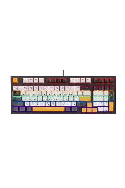 skylion English Arabic Mechanical Gaming Keyboard, 97 Keys Red Switches Keyboard with RGB Backlit