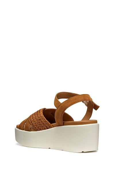 Geox Women's Suede Ankle Buckle Wedge Heeled Leather Sandals (D55M1B00022C6001)