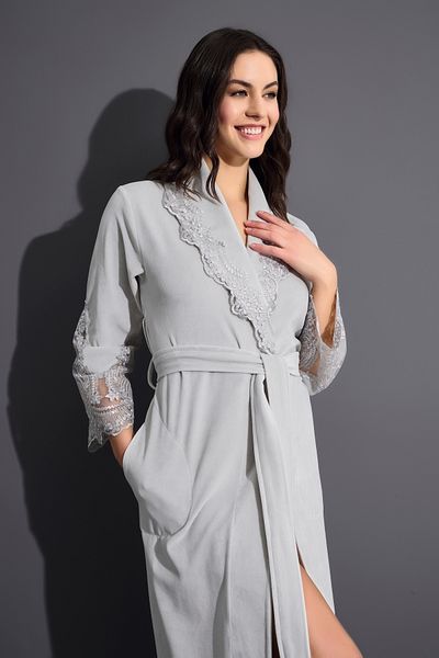 Nuşa Βαμβακερή ρόμπα Niki Velvet Bamboo με δαντέλα