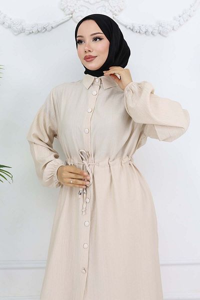 benguen Side Slit Detailed Tunic Trousers Suit Stone Color 4770