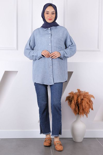 İmajButik Πουκάμισο με μπλε λαβή με κουμπιά