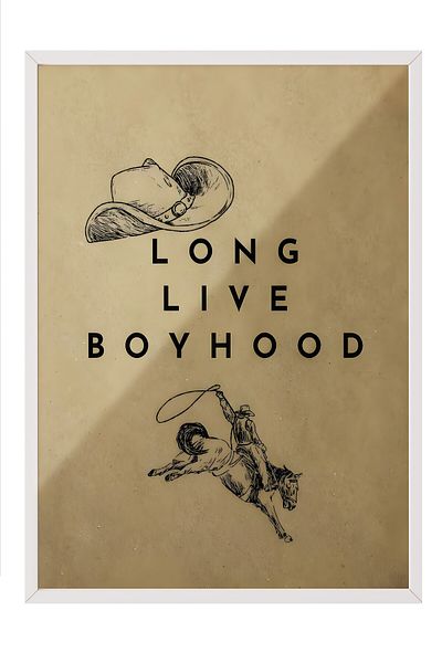 Postifull Pictură cu cadru alb, Long Live Boyhood, Pictură de perete pentru bucătărie din seria Comfort, NR: 108958