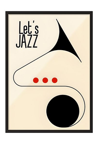 Postifull Pictură cu cadru negru, Let's Jazz - 2, Pictură de perete pentru bucătărie din seria Comfort, NR: 108970