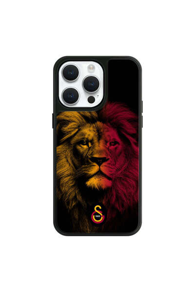 Galatasaray iPhone 15 Pro Max Uyumlu Galatasaray Sarı Kırmızı Parçalı Aslan L...