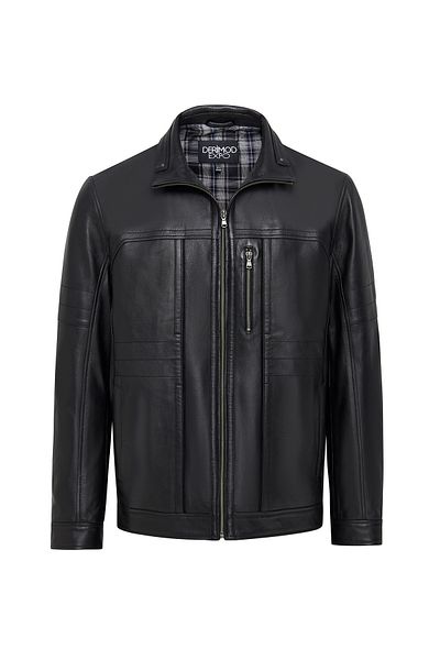 Derimod Bruno(Plus) Men's Black Leather Jacket 24Wge64241M
