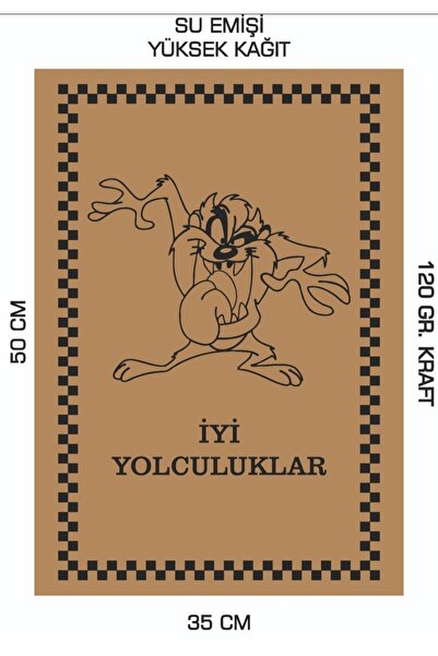 duha trend 35x50 120 Gr. Kraft Kağıt Oto Paspası Tazmanya Canavarı 100 Adet