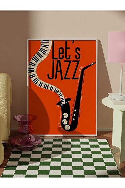 Postifull White Framed Painting, Let's Jazz - 1, Comfort Series Kitchen Wall Painting, No:108969