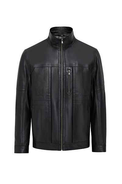 Derimod Bruno(Plus) Men's Black Leather Jacket 24Wge64241M