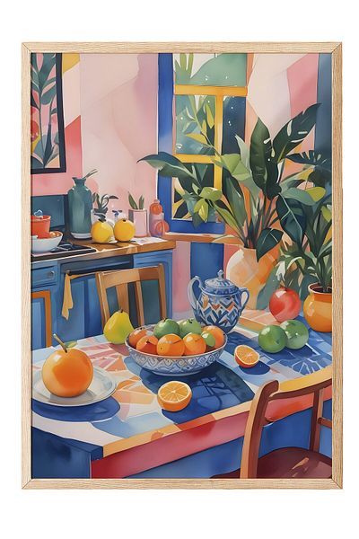 Postifull Ζωγραφική με ξύλινο πλαίσιο, Kitsch Aesthetic, Ξύλινη ζωγραφική κουζίνας Comfort Series, NO:108962