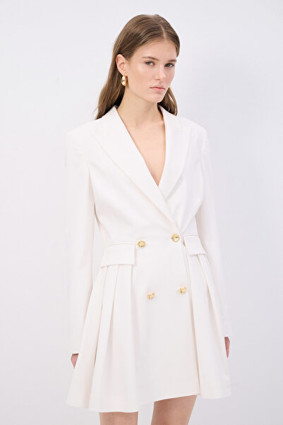 adL Cep Kapak Detaylı Volanlı Ceket Elbise