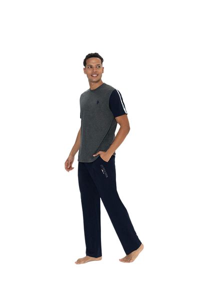 U.S. Polo Assn. Ανδρικό κοστούμι πιτζάμες Anthracite Crew με κοντό μανίκι με τσέπες