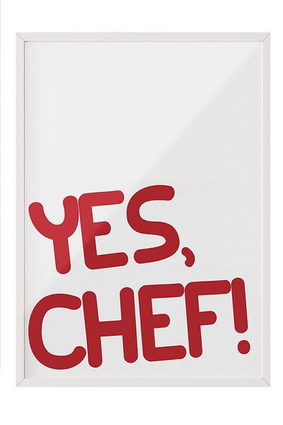 Postifull Pictură cu cadru alb, Yes Chef!, Pictură de perete pentru bucătărie din seria Comfort, NR:109053