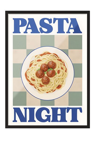 Postifull Pictură cu cadru negru, Tort Night, Pictură de perete pentru bucătărie din seria Comfort, NR:109091