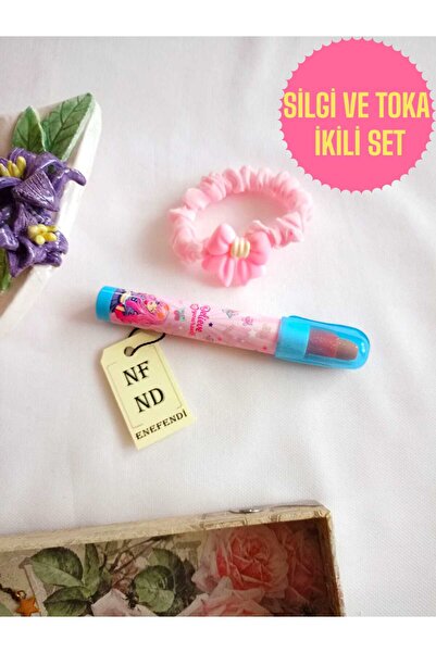 ENEFENDİ 2Lİ SET ROKET SİLGİ YUMURTLAYAN VE LASTİKLİ TOKA AKSESUARLI HEDİYE K...