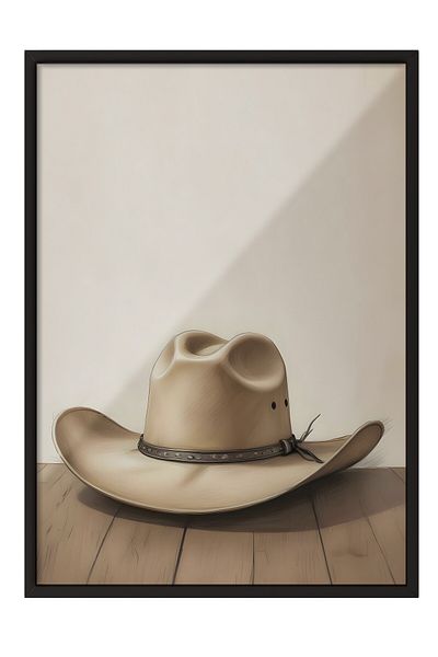 Postifull Pictură cu cadru negru, pălărie de cowboy, pictură de perete pentru bucătărie din seria Comfort, NR: 108956