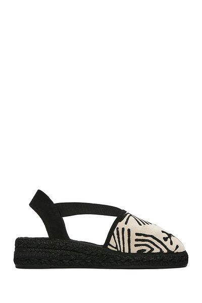 Derimod Kastamonu Stone Print Women's Black Patterned Espadrille 25Sfd20816F