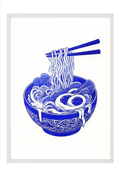 Postifull White Framed Painting, Rāmen, Comfort Series Kitchen Wall Painting, No: 109121