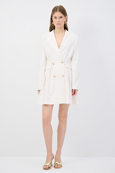 adL Cep Kapak Detaylı Volanlı Ceket Elbise