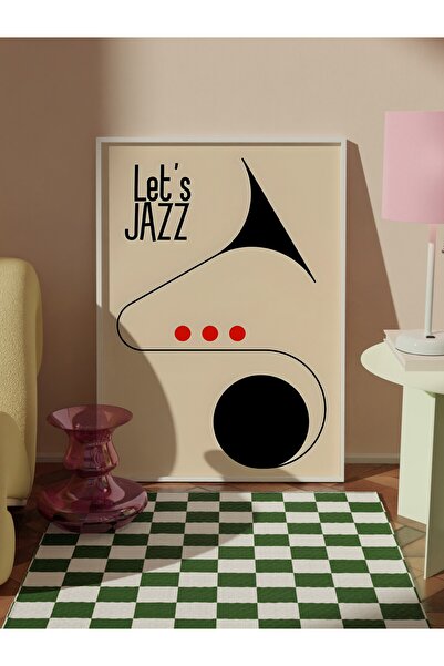 Postifull White Framed Painting, Let's Jazz - 2, Comfort Series Kitchen Wall Painting, No:108970