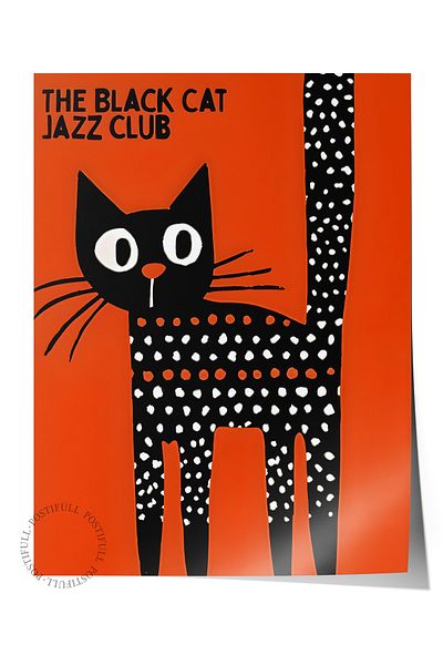 Postifull Unframed Poster, the Black Cat Jazz Club - 2, Comfort Series Kitchen Wall Poster, No:108977