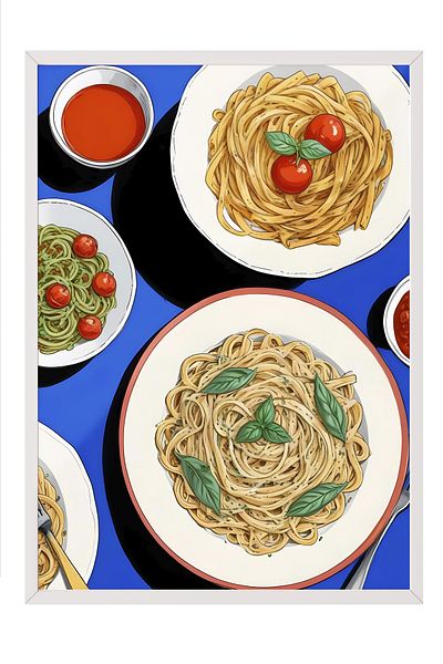 Postifull White Framed Painting, Cake, Comfort Series Kitchen Wall Painting, No:109101