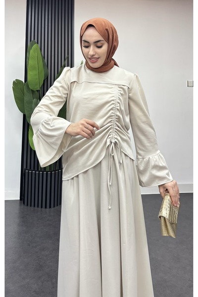 moda zeynaa ÖNÜ BÜZGÜLÜ ETEKLİ TESETTÜR TAKIM