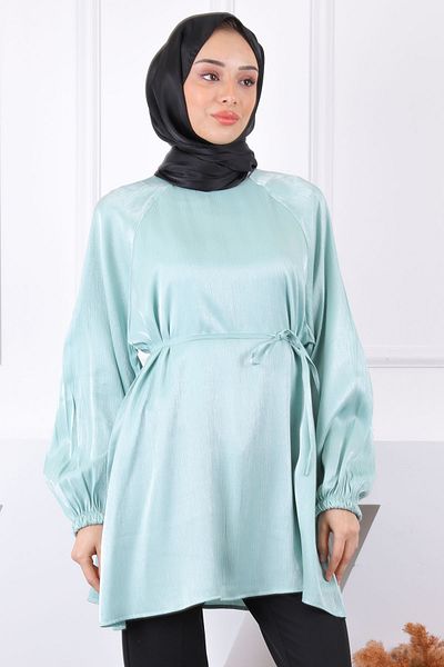 İmajButik Γυαλιστερό χιτώνα με πράσινη μέση μέντας