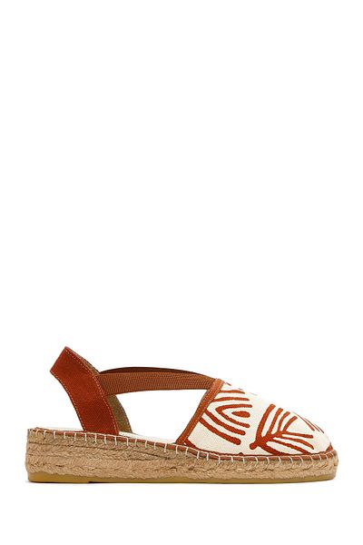 Derimod Kastamonu Stone Print Women's Tan Patterned Espadrille 25Sfd20816F