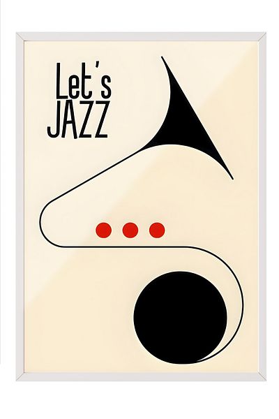 Postifull Pictură cu cadru alb, Let's Jazz - 2, Pictură de perete pentru bucătărie din seria Comfort, NR: 108970