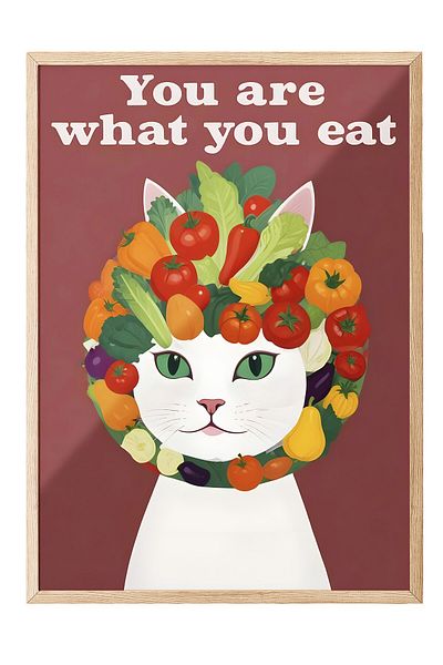 Postifull Ζωγραφική με ξύλινο πλαίσιο, You Are What You Eat, Ξύλινη ζωγραφική κουζίνας Comfort Series, NO:109100