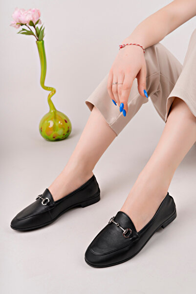 STOKS SHOES STORE Genuine Leather Buckle Women's Casual & Classic Ballerinas Daily and Stylish Model