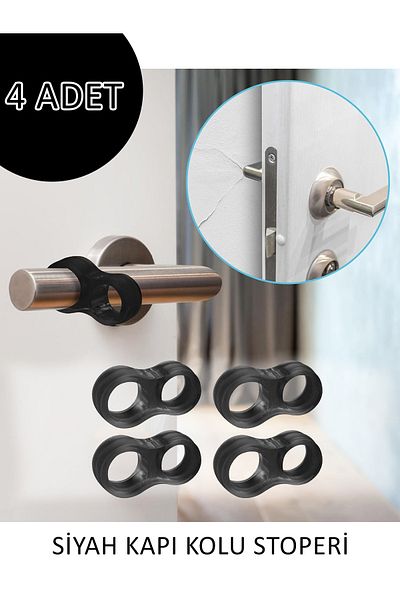 askıcım 4 Pcs Black Door Handle Stopper Door Stopper