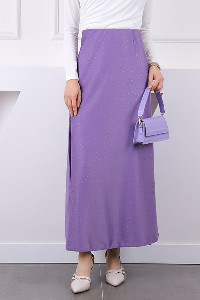 İmajButik Λιλά Σατέν Φούστα με Ελαστική Μέση