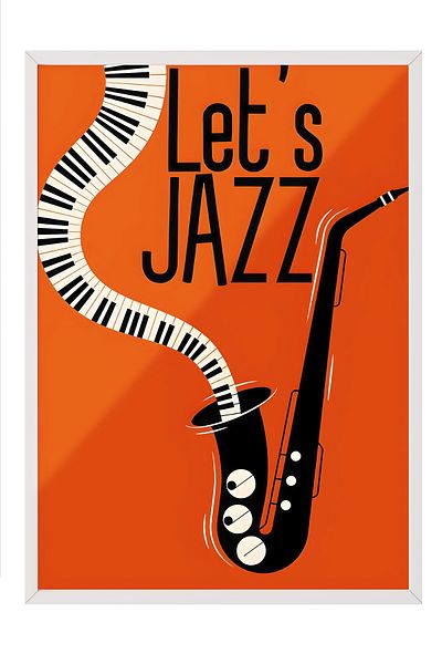 Postifull White Framed Painting, Let's Jazz - 1, Comfort Series Kitchen Wall Painting, No:108969