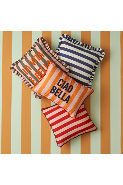 Bella Maison Husă de pernă cu volane din bumbac 100% albastru (43x43 cm)