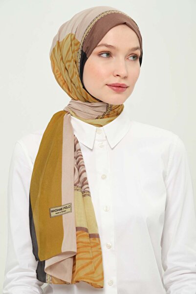 Madame Polo Şal cu model Multicolore Amestec de fibre ușoare Anti-încreţire 7...