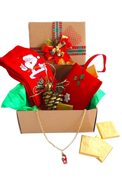 ATELIER EXQUISITE Sevgiliye Yılbaşı Hediye Kutusu Çikolatalı Ve Kolyeli