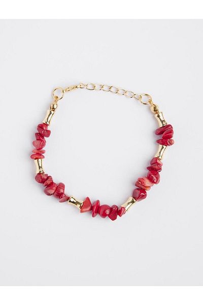 Jimmy Key Red Natural Coral Stone Bracelet