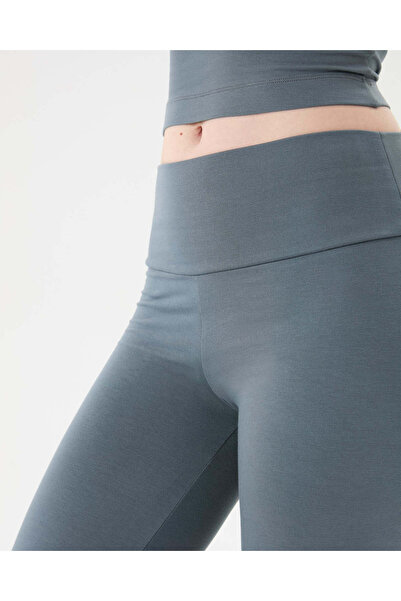 Ayma Active Women's Light Blue Grey Capri Flow Shorts Pants - Double Layered Bodice, Inner Shorts Layered