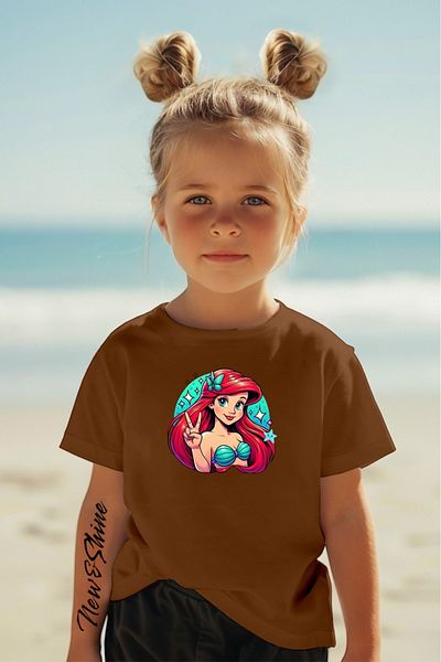 New Shine 1 тениска е подарък при покупка на 6 или повече в количката - Детска тениска Ariel с щампа на русалка, голям размер