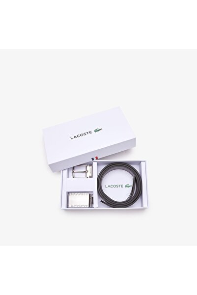 Lacoste Erkek Deri Siyah Kemer Hediye Seti