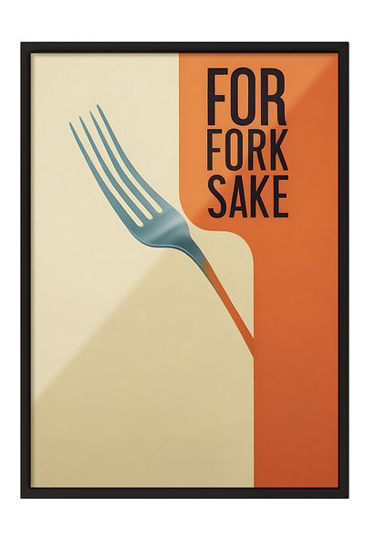 Postifull Tablou cu cadru negru, For Fork Sake, Tablou de perete pentru bucătărie din seria Comfort, NR:109156