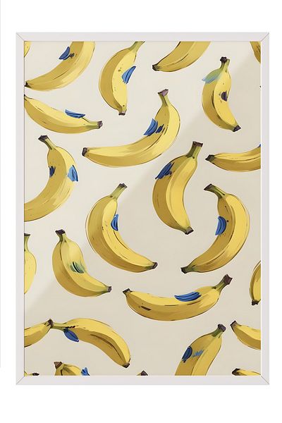 Postifull Pictură cu cadru alb, banane, pictură de perete pentru bucătărie din seria Comfort, NR: 109140