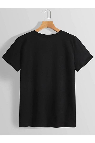 VBSVİBES Tricou negru oversize cu imprimeu astronaut pentru femei