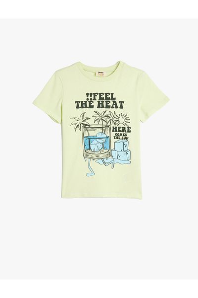 Koton Tricou din bumbac cu mânecă scurtă și decolteu