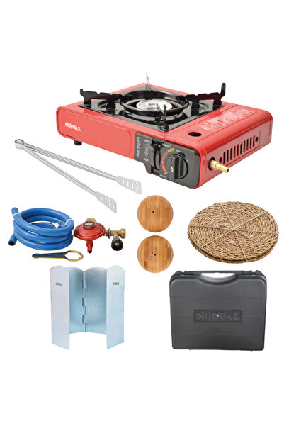 NURGAZ Tüp Bağlantılı Çantalı Portatif Kamp Ocağı Dedantör  Rüzgarlık  Maşa  ...