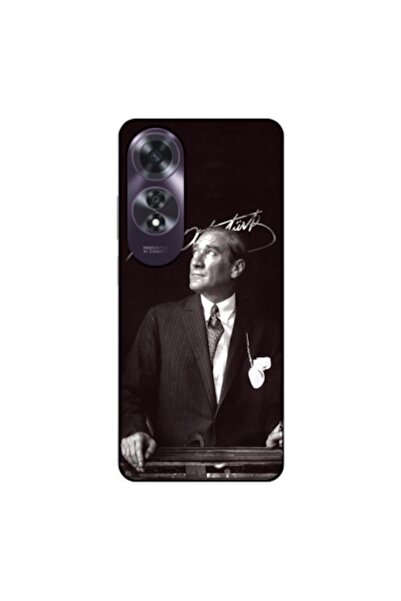 Zebana حافظة متوافقة مع هاتف اوبو A60 حافظة سيليكون مصطفى كمال أتاتورك (مطبوعة)